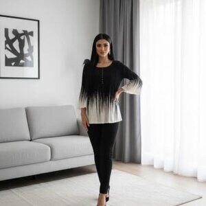 BLACK/WHITE OMBRE BLOUSE
